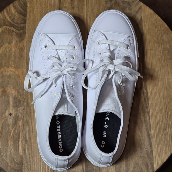 Converse Women’s YOU All Star White Leather Platform Low Sneakers Size 11 - Picture 5 of 7